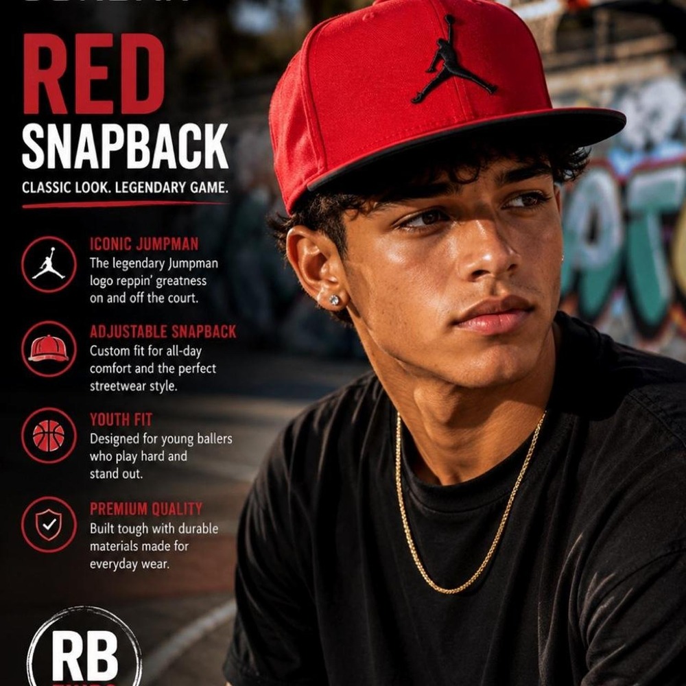 Air Jordan Red Snapback Hat Youth Jumpman Cap Streetwear Basketball Athletic